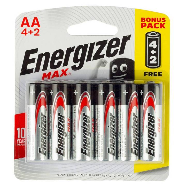 Energizer AA Max Batteries 4+2 Bonus Pack Alkaline Battery Cells E91BP6