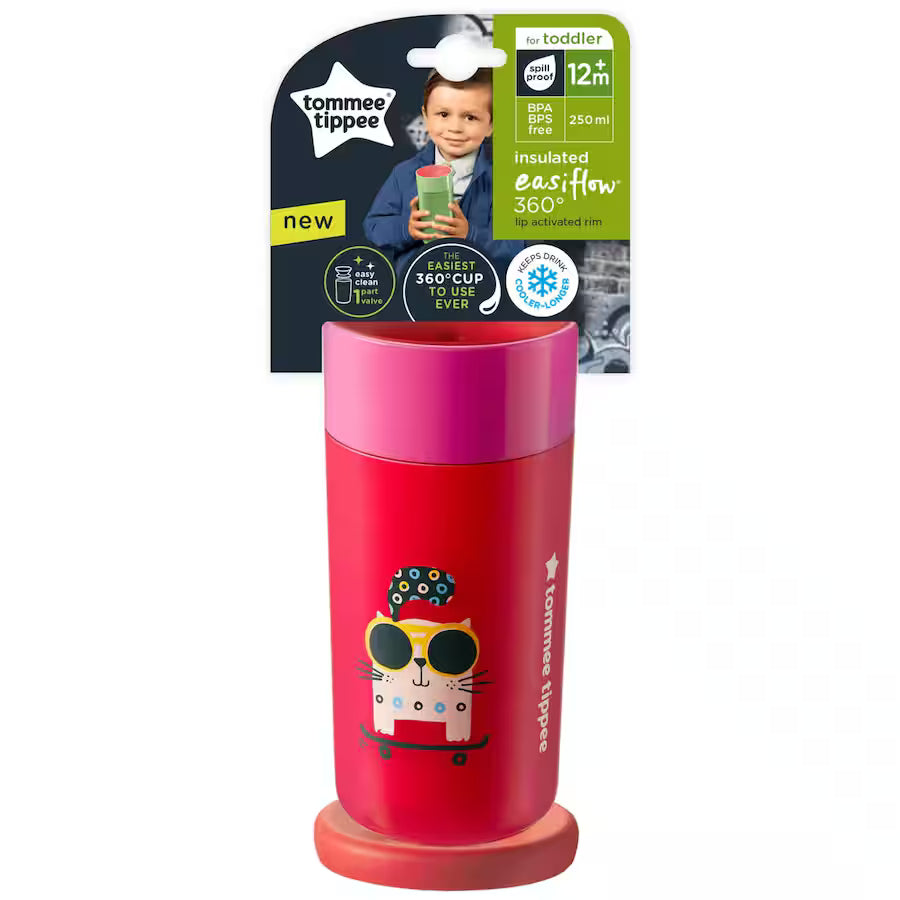Tommee Tippee Insulated Easiflow 360 degree Lip Activated Trainer Cup, Leak-Proof, 12m+