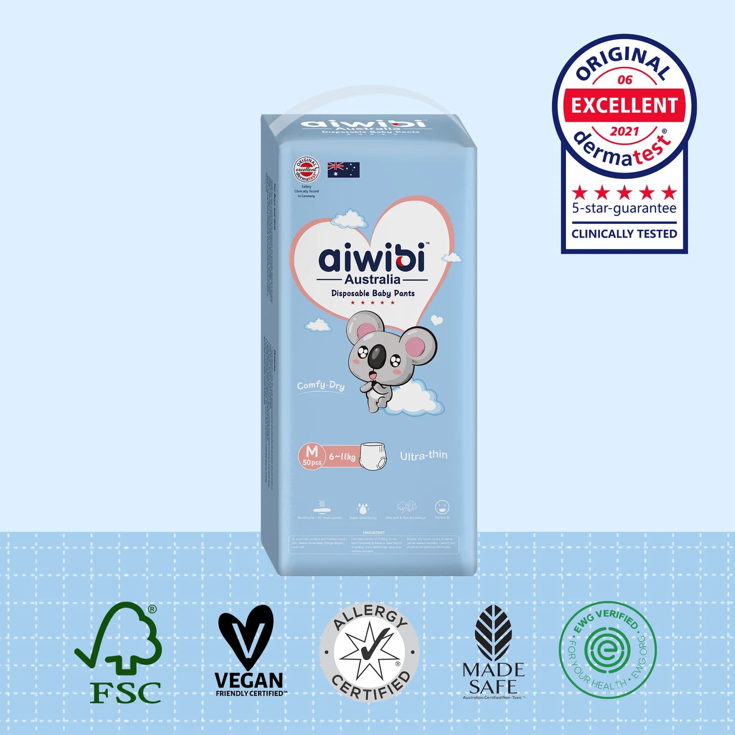 Aiwibi Disposable Baby Pants M 6-11KG 50PCS