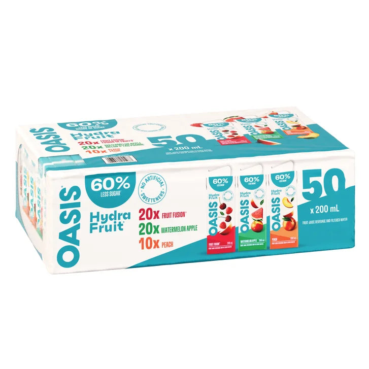Oasis Hydra Fruit 60% Less Sugar 50 x 200ml