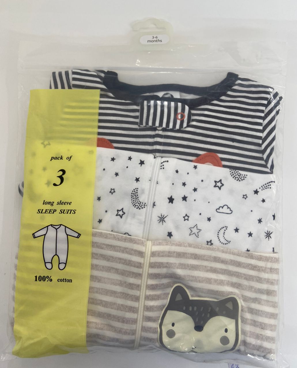 pack of 3 long sleeve sleepsuit 6-9months – accessory item for kids