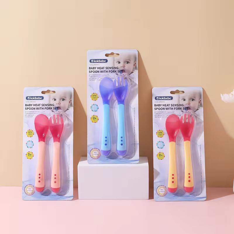 Kokibebe Children's Baby Temperature Sensing Spoon with Fork Set