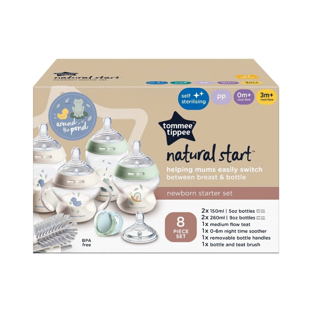 Tommee Tippee Natural Start Baby's First Bottle Set 8piece set 3m+