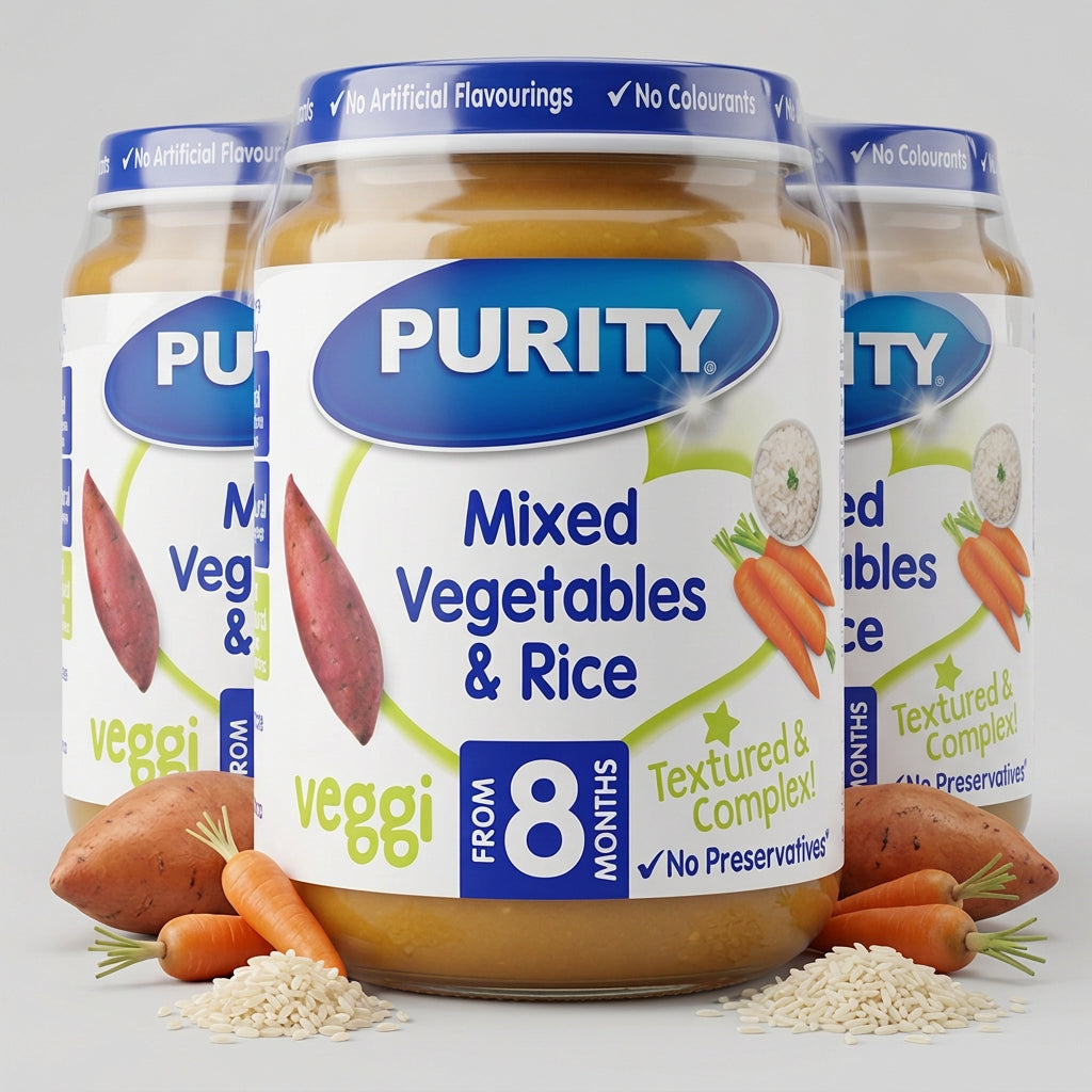 Purity Medium Mixed Vegetables & Rice (200ml x 6) Pack