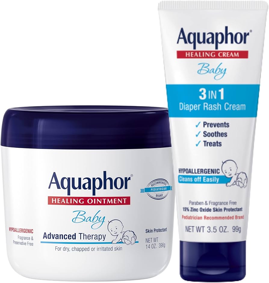 Aquaphor Baby Skin Care Set (14 oz. Jar of Advanced Healing Ointment & 3.5 oz Tube of Diaper Rash Cream)