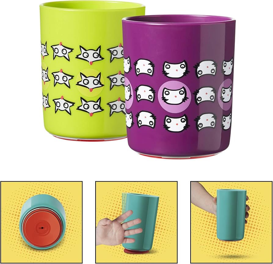 Tommee Tippee No Knocn k Toddler Cup, Cat & Fox - 12m, 2pk