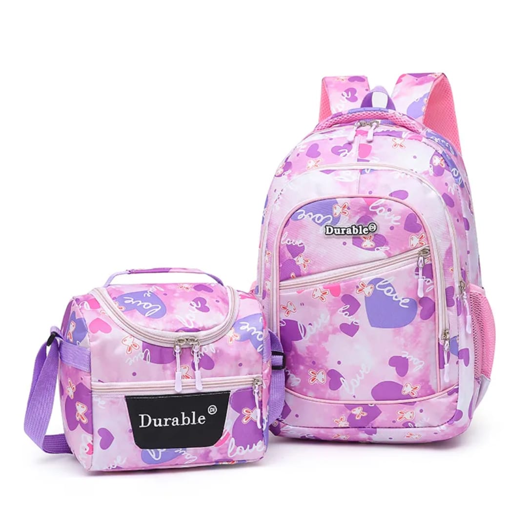 Durable 2 in 1 Bag Pack (Bag & Lunch Bag)+ Free Pencil