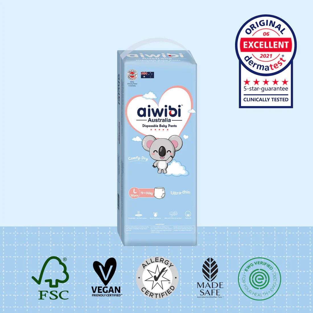 Aiwibi Disposable Baby Pants Large (9-14kg) 50pcs