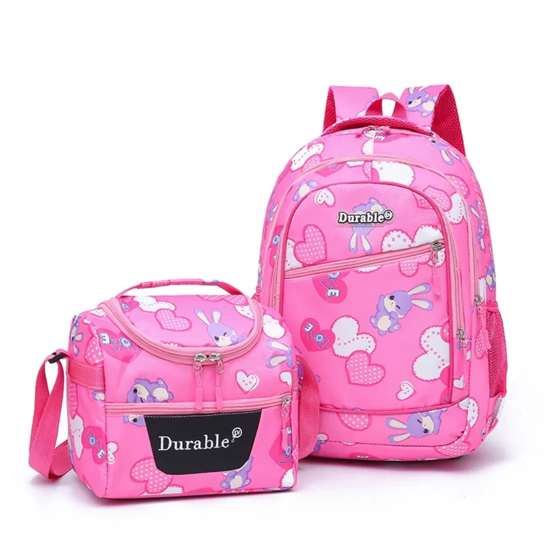 Durable 2 in 1 Bag Pack (Bag & Lunch Bag)+ Free Pencil