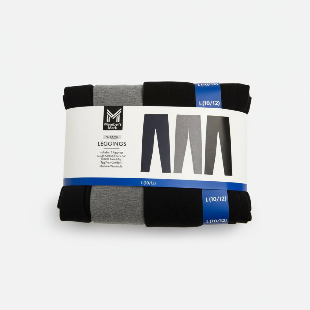 Members Mark leggings 3 pack M(7/8), L(10/12), - kids fashion product photo