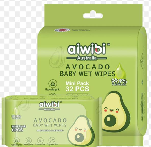Aiwibi Australia Avocado Water Wipes 32pcs – diaper product photo at Beks Ghana