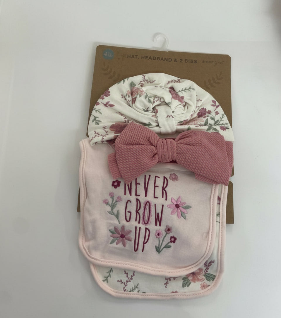 Dream Gro 4 packs hat,headband and 2 bibs – accessory item for kids