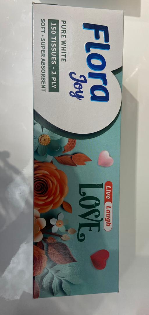 Flora Joy pure white Tissue Paper (live laugh love) 150 Tissue Paper – 2 ply