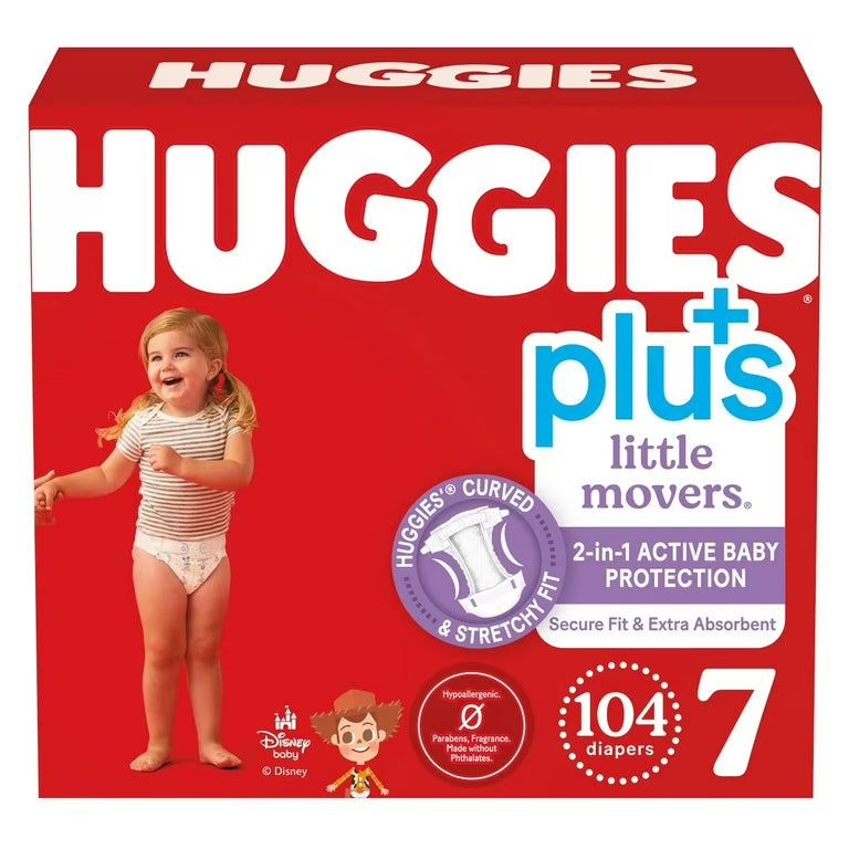 Huggies Plus Diapers Size 7, 104pcs
