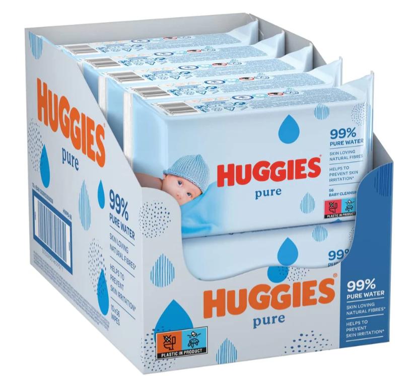 Huggies Pure Wipes - 56 x 10 wipes (Box) – diaper product photo at Beks Ghana