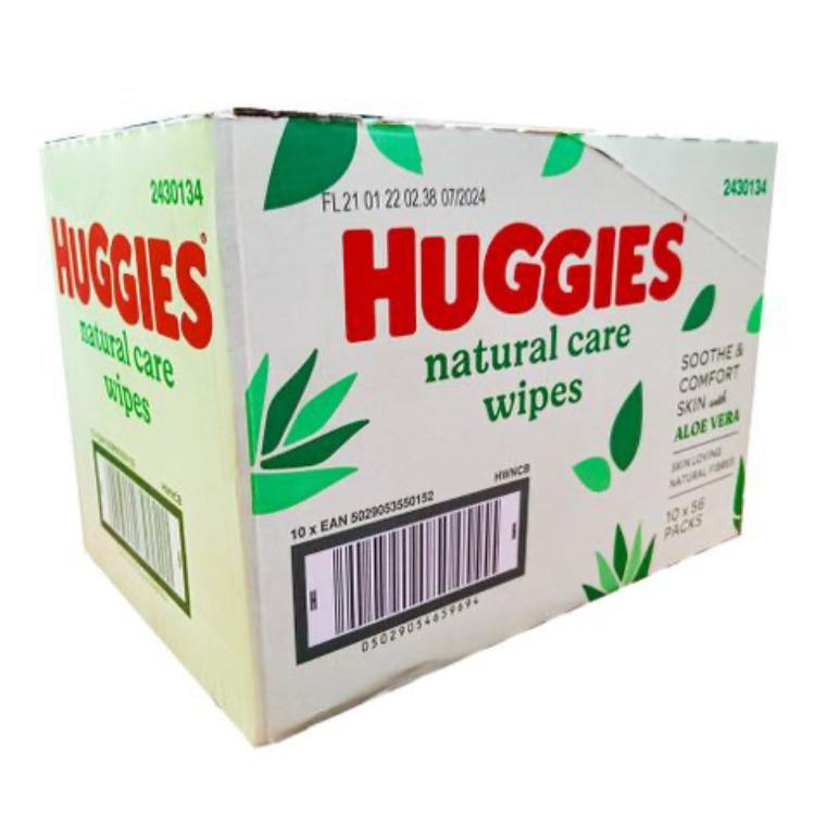 Huggies Natural Care Wipes (Aloe Vera) - 56 x 10 wipes - box – diaper product photo at Beks Ghana