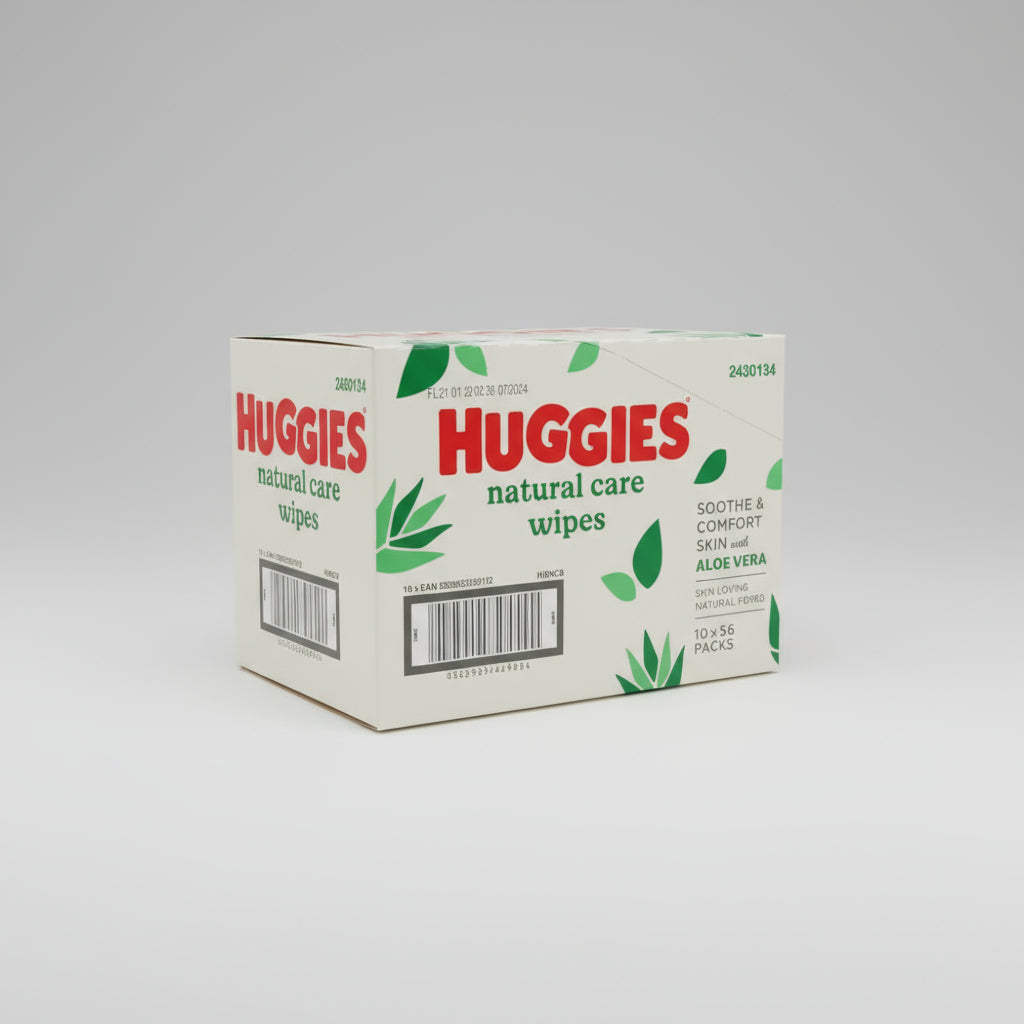 Huggies Natural Care Wipes (Aloe Vera) - 56 x 10 wipes - box – diaper product photo at Beks Ghana