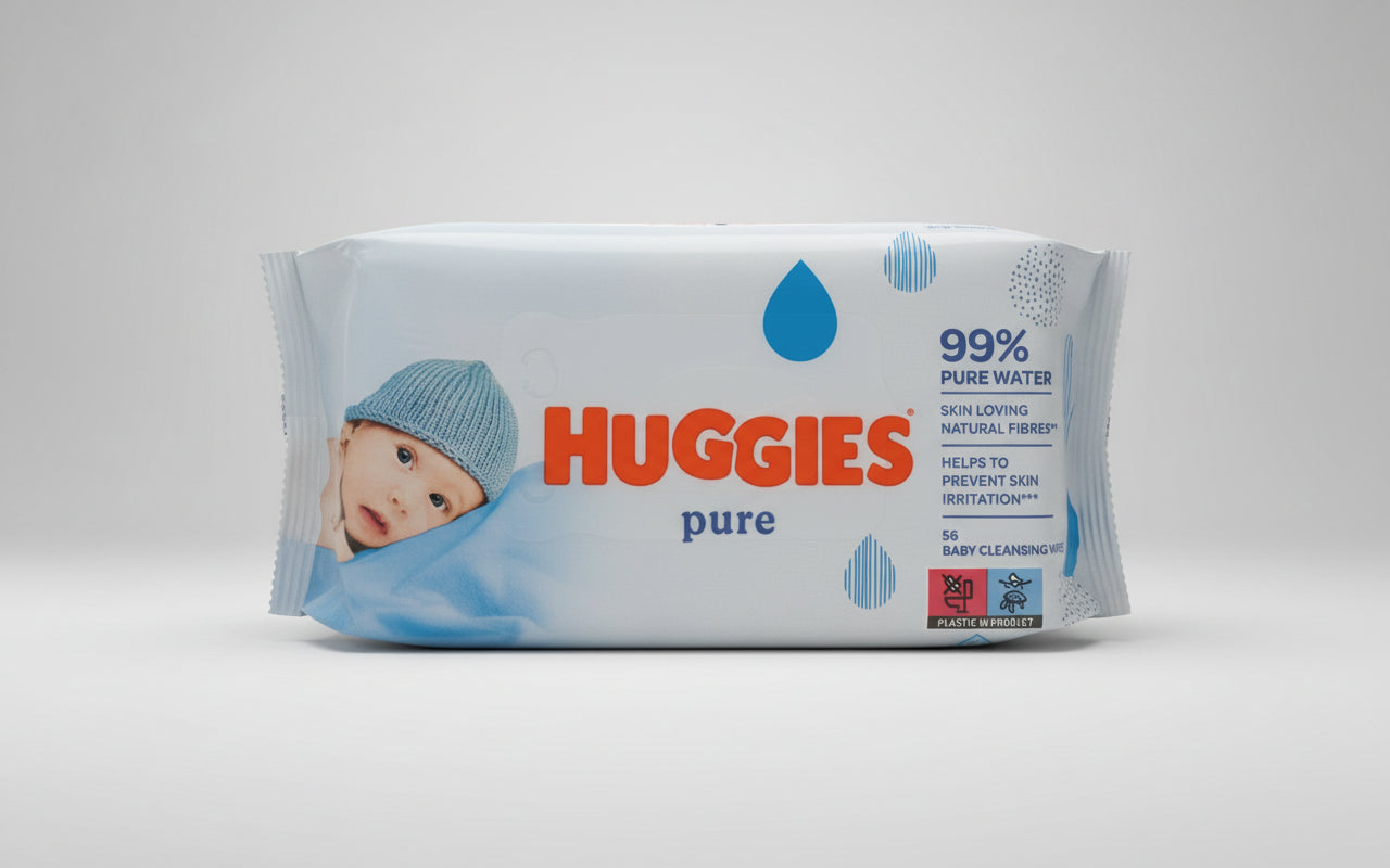 Huggies Pure Wipes - 56 (Single pk) – diaper product photo at Beks Ghana