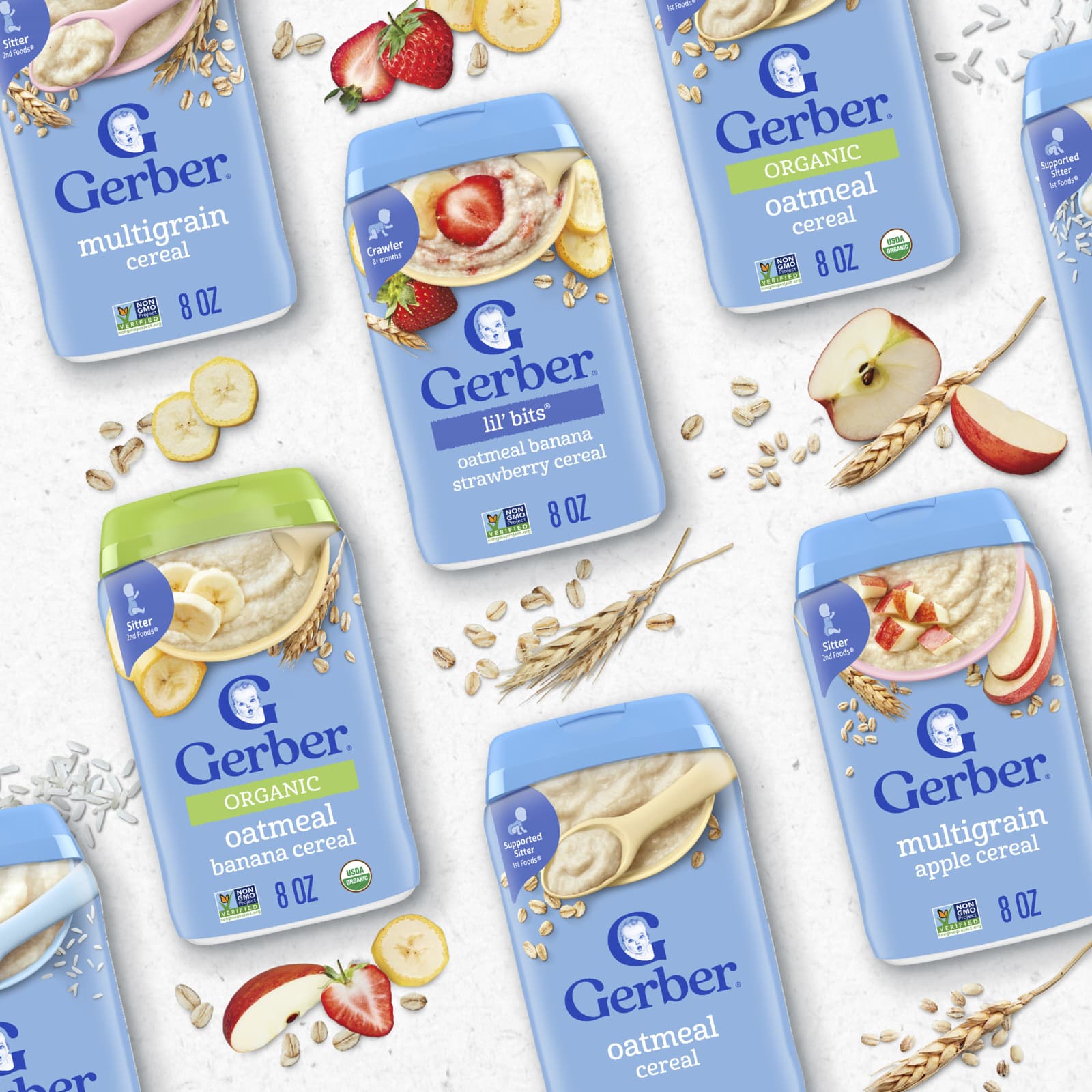 Gerber lil bits Oatmeal Banana Strawberry Cereal 227g
