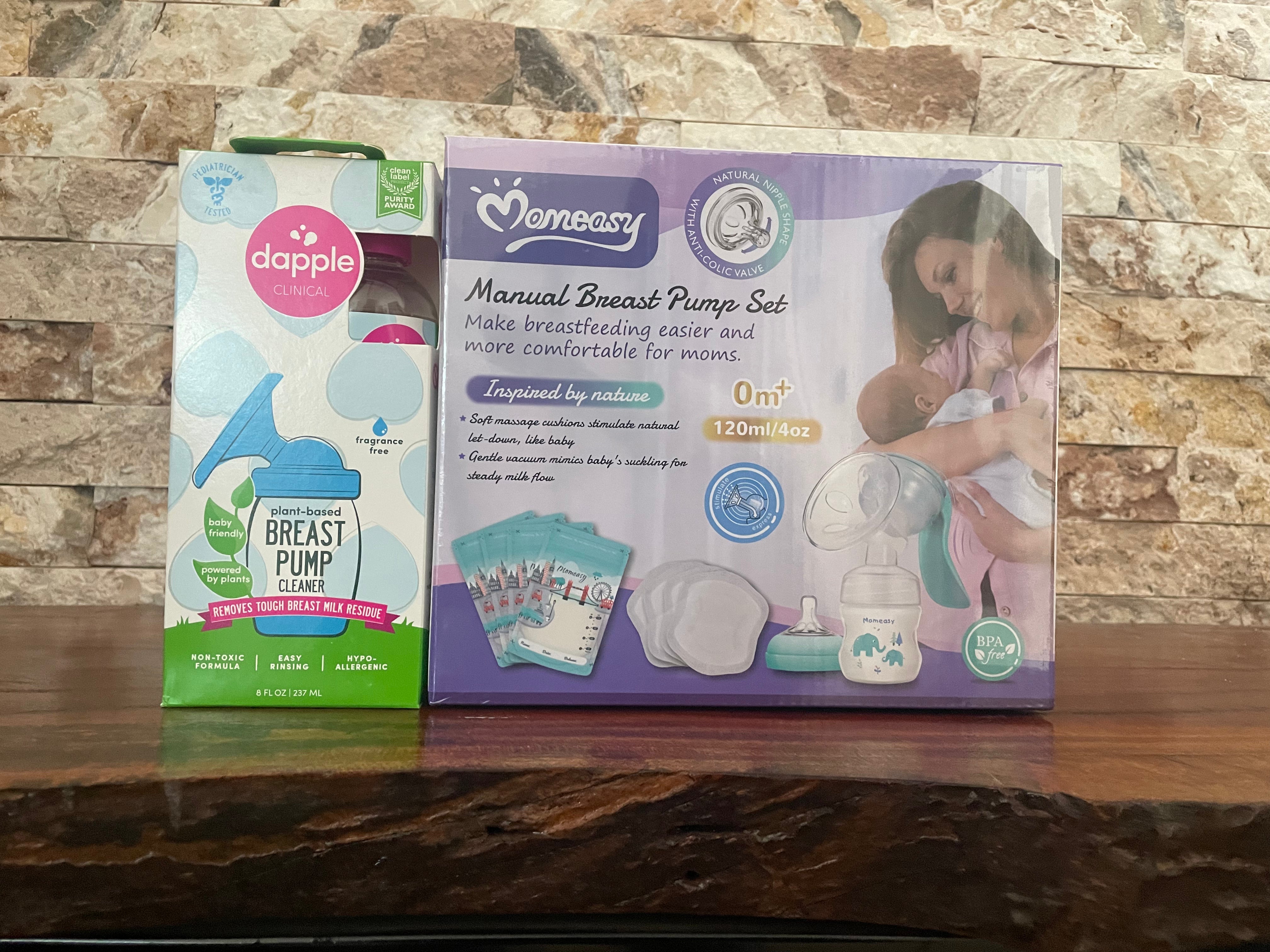 Momeasy Manual Breast Pump Set + Free Dapple Breast Pump Cleaner