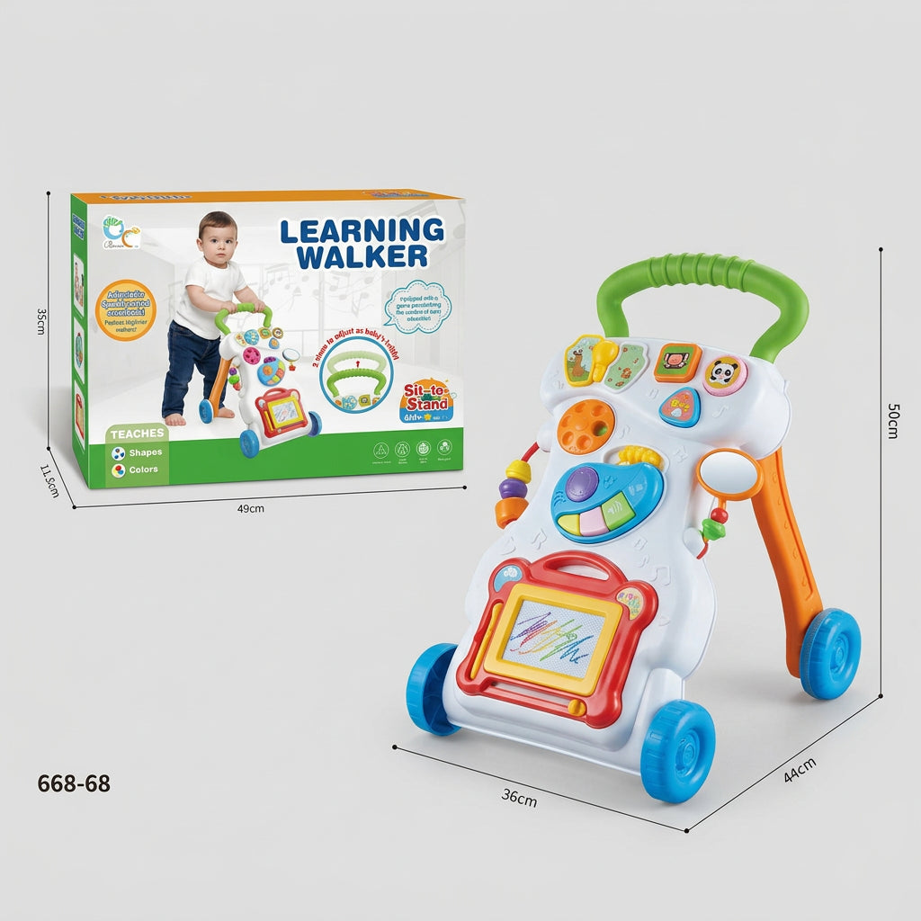 2 in1 Multi-functional Baby Learning Musical Walker(Sit to Stand) 6m+