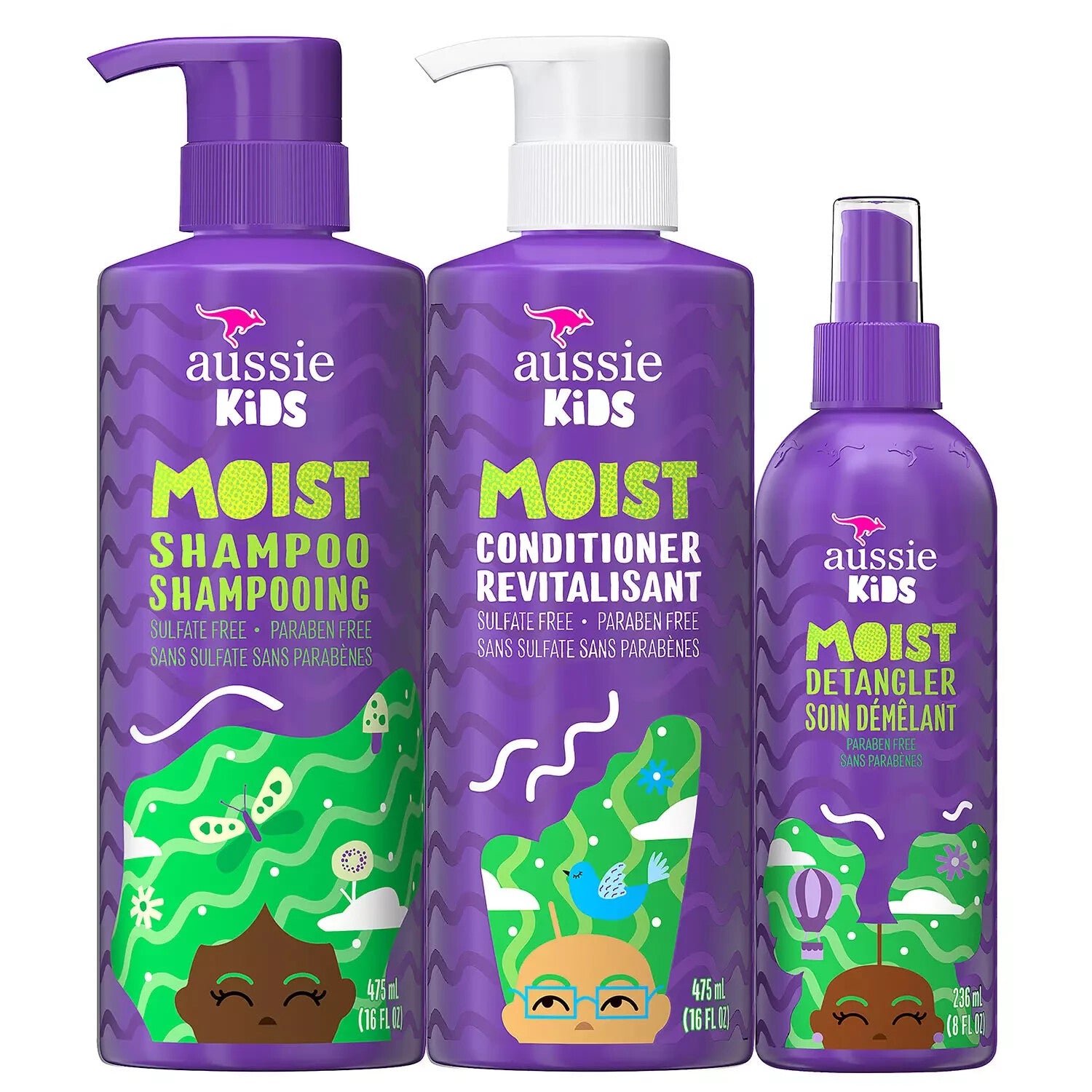 Aussie Kids Shampoo, Conditioner and Hair Detangler Set