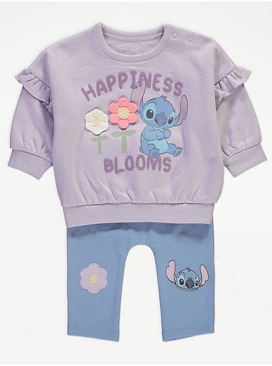 Disney Stitch at George Flower Sweatshirt and Leggings Outfits 3-6 months