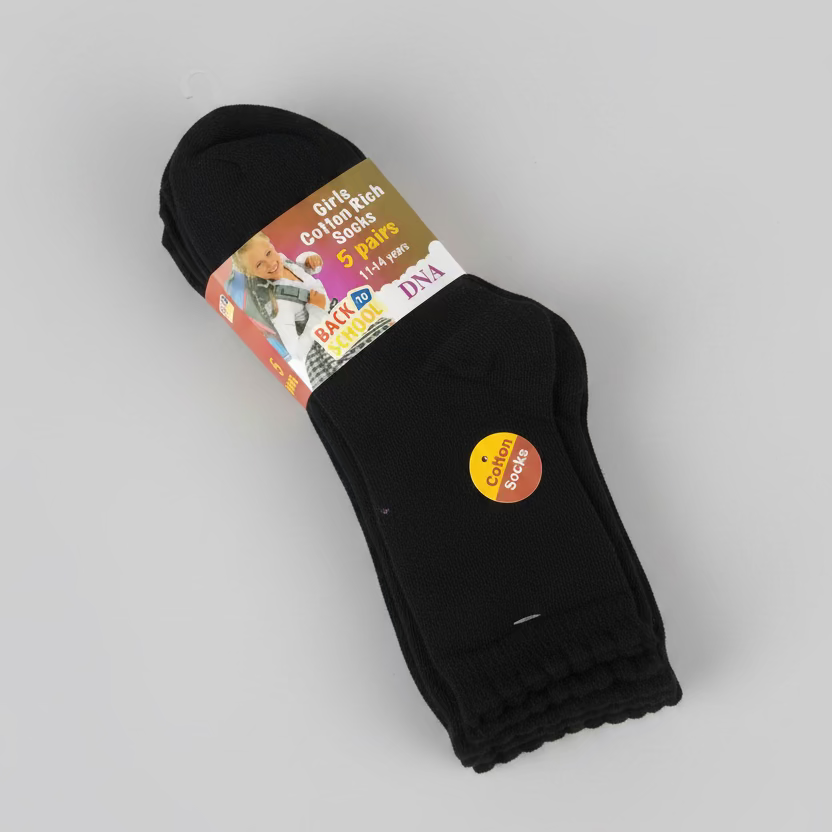 Girls Cotton Rich Socks 5 pairs 11-14years