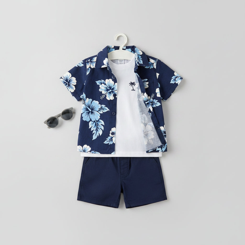 Tiaghrb Kids Fashion 3-Piece (Shirt, Top & Shorts + Spectale)