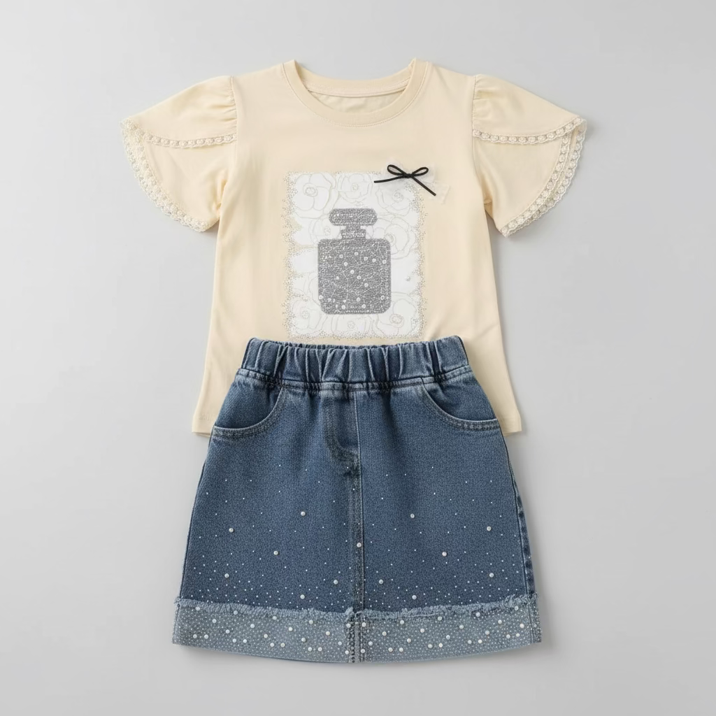 Deqpo Girls 2-piece( Top & Shirt)