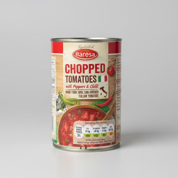 Baresa Chopped Tomatoes with Peppers & Chilli 400g