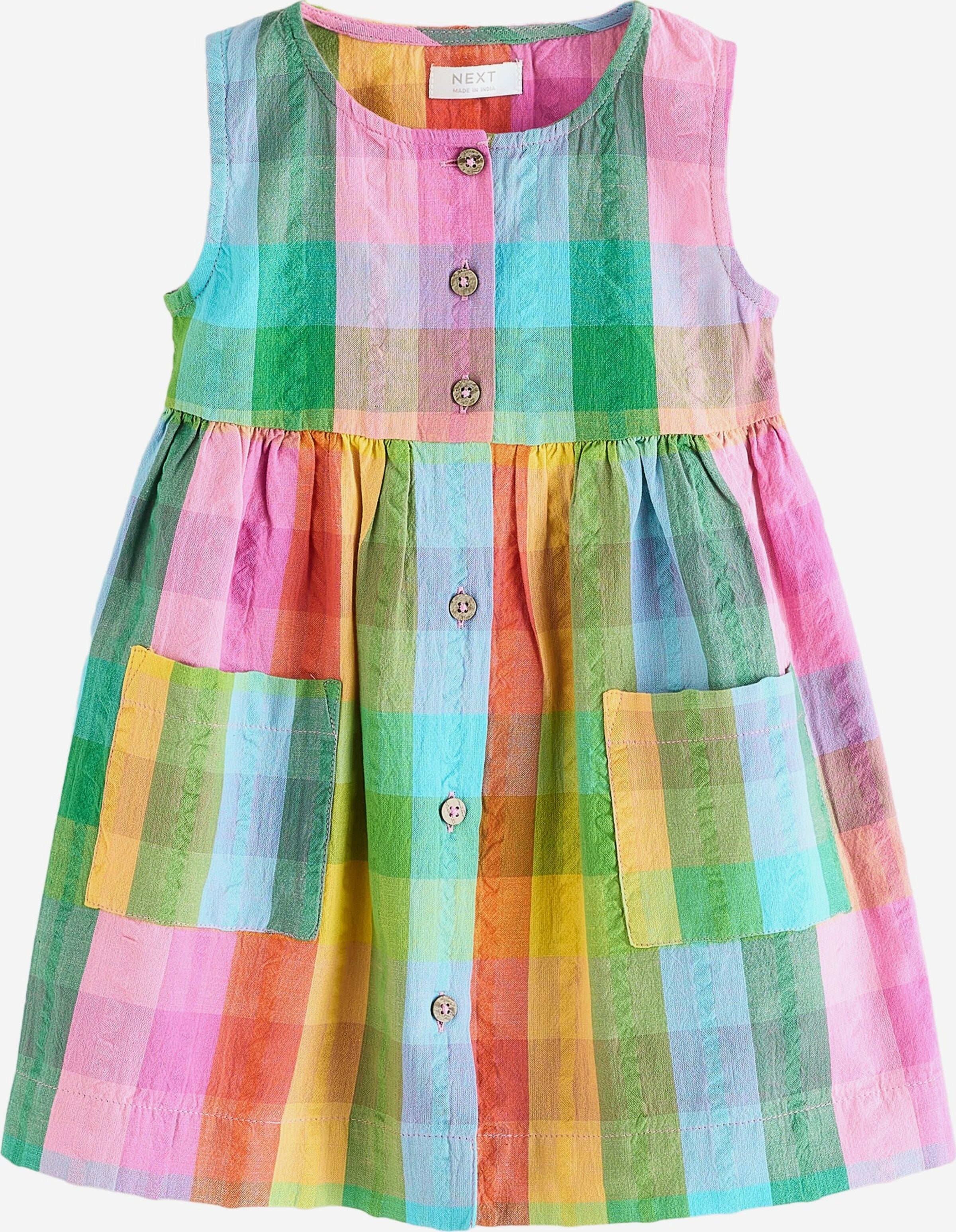 Next Toddler Rainbow Check Dress 6-9 months