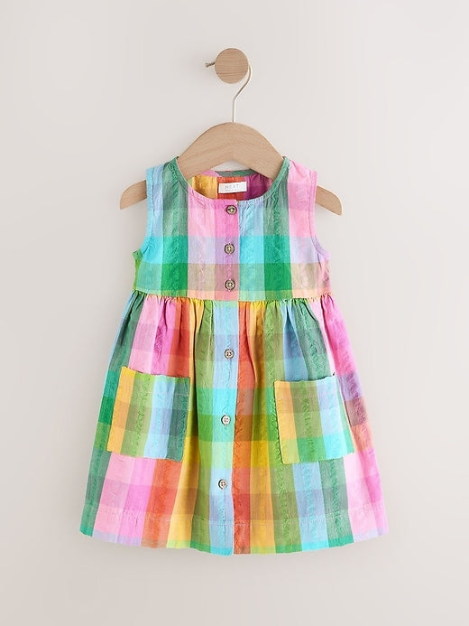 Next Toddler Rainbow Check Dress 6-9 months