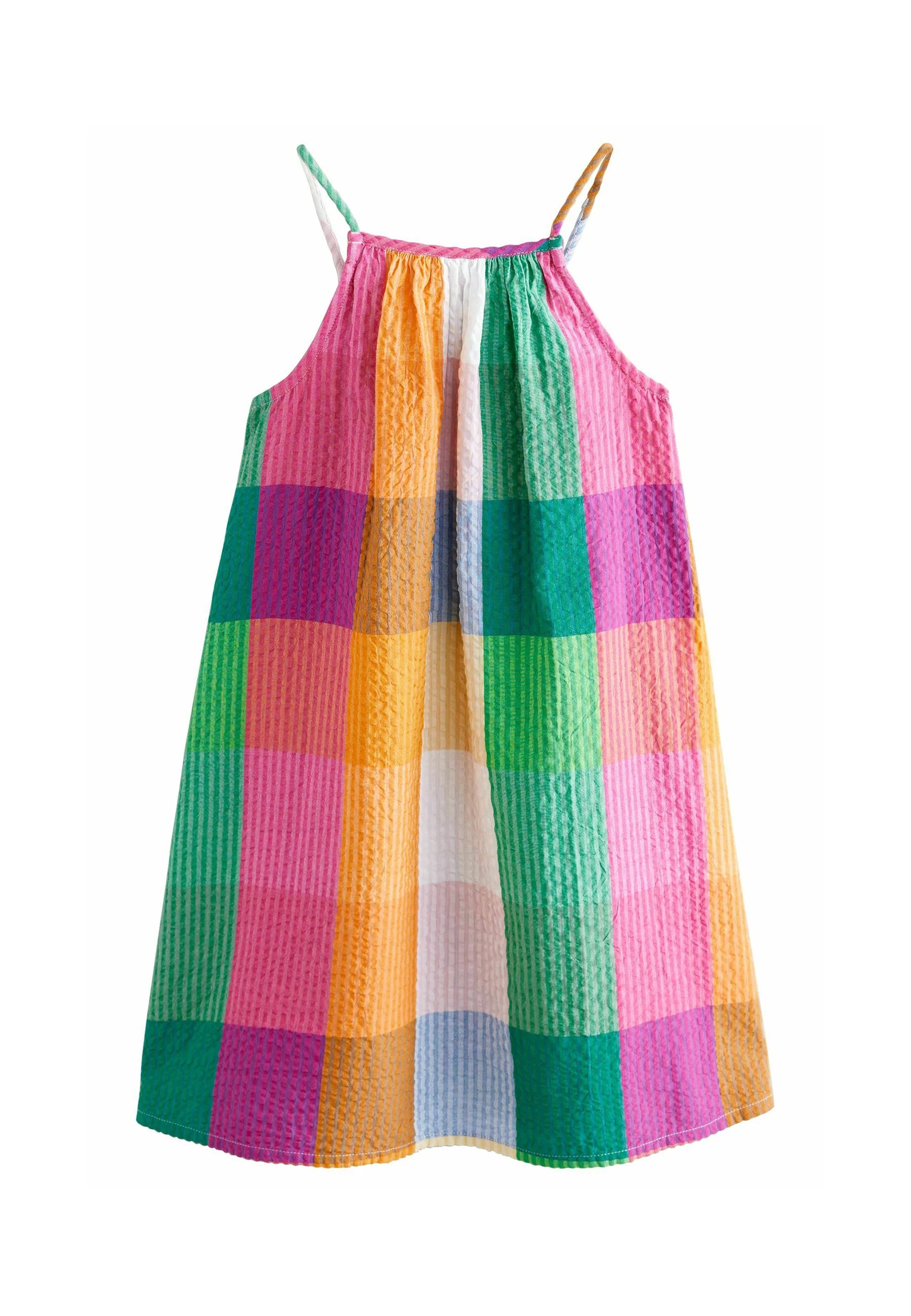 Next Regular Rainbow Check 100% Cotton Summer Dress 4years