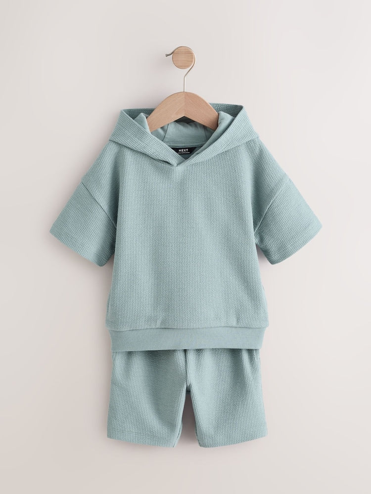 Next Mineral Blue Jersey Textured Hoodie and Shorts Set