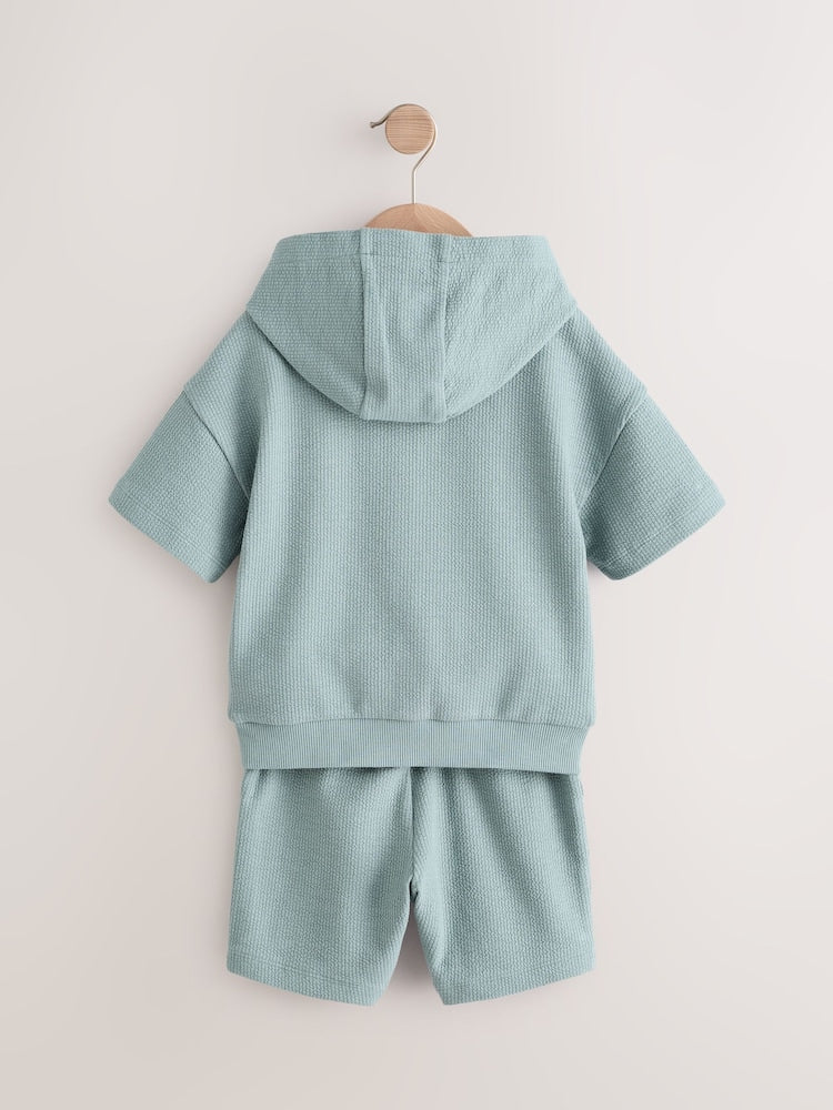 Next Mineral Blue Jersey Textured Hoodie and Shorts Set