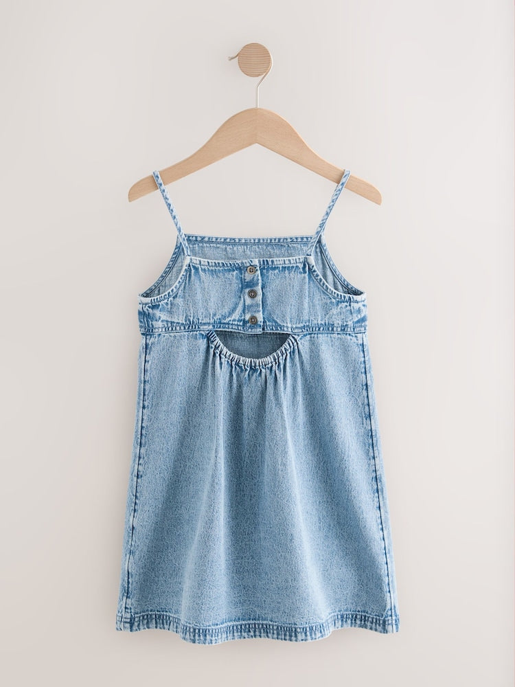 Next Blue 100% Cotton Strappy Denim Dress 3 yrs