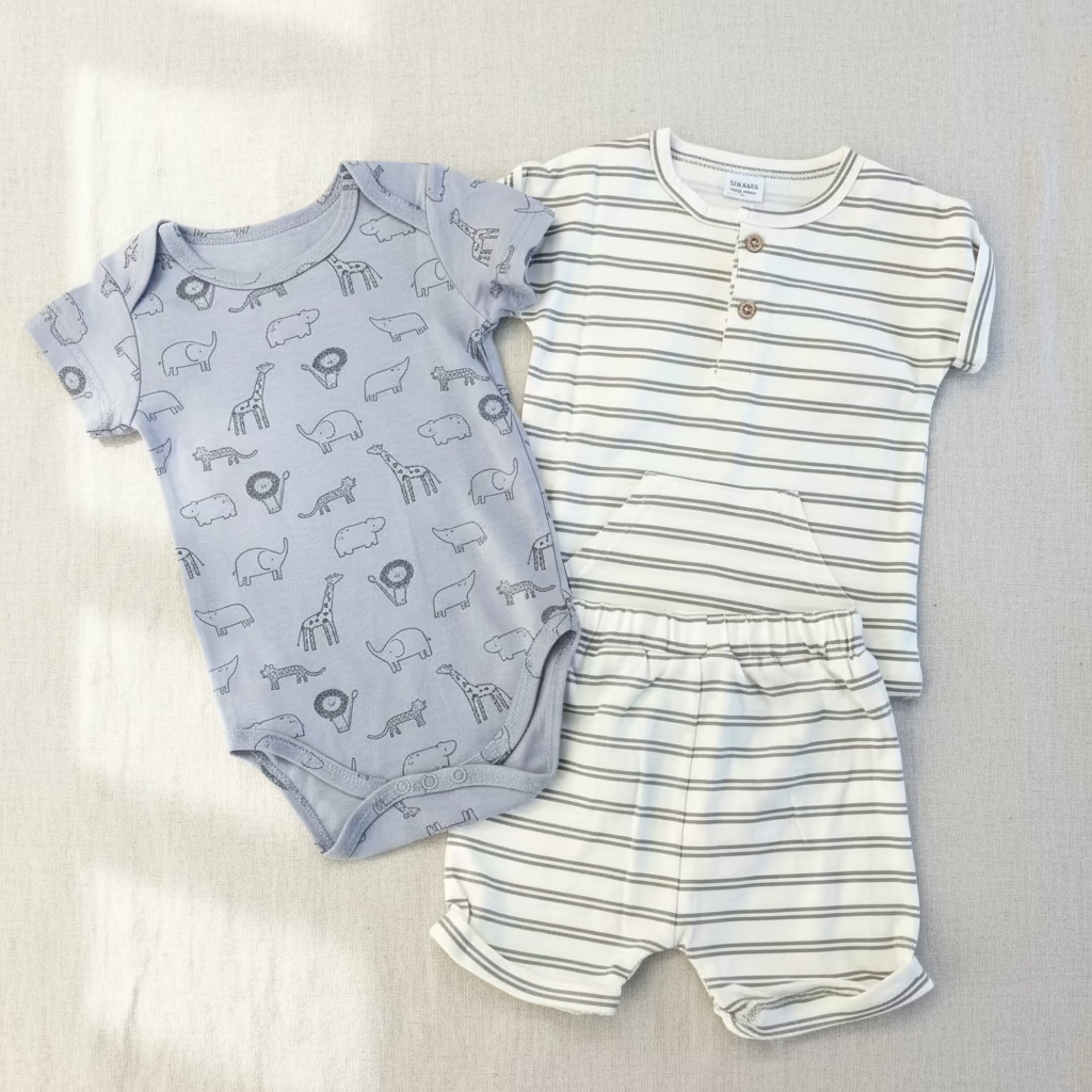 Cute Koala Baby Boys 3-Piece Set( Shirt, Bodysuit & Shorts)