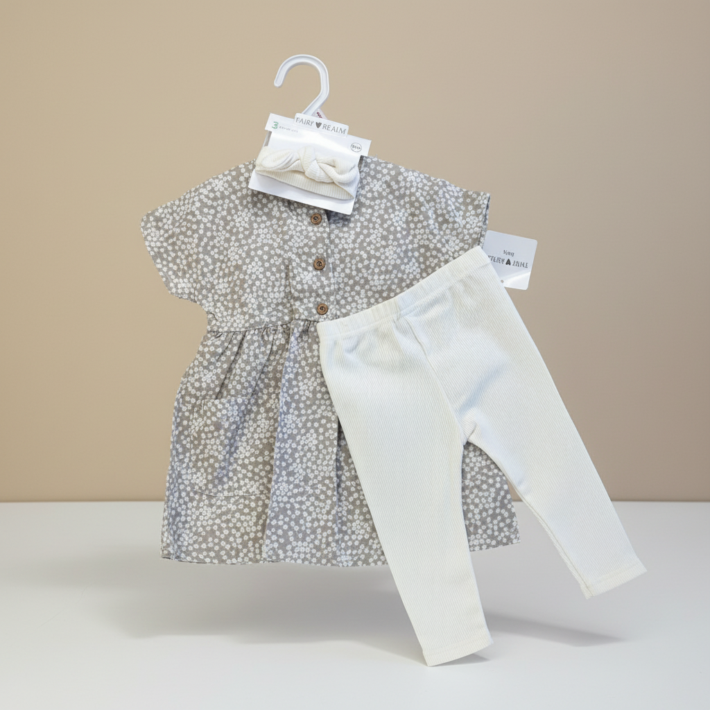 Fairy Realm Girls 3-Piece Set ( Dress , Headbow, Leggings)