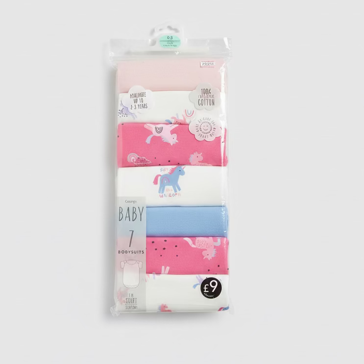 George baby 7 bodysuits 0-3 months