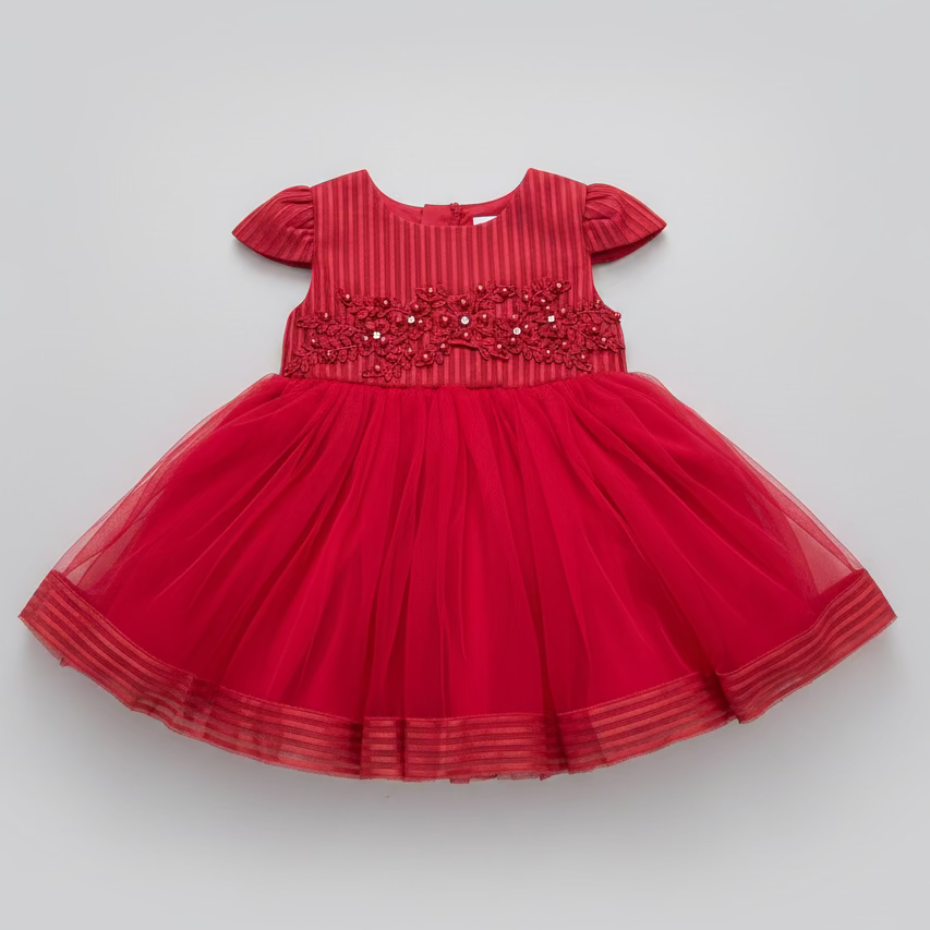 Ivory Princess Tulle Dress | Elegant Baby Girl Occasion Dress - Red - Beks Ghana