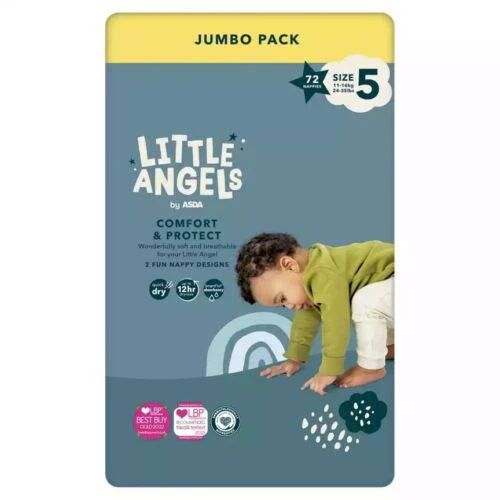 Little Angels Nappies Size 5 Comfort & Protect Jumbo Pack 72 Nappies