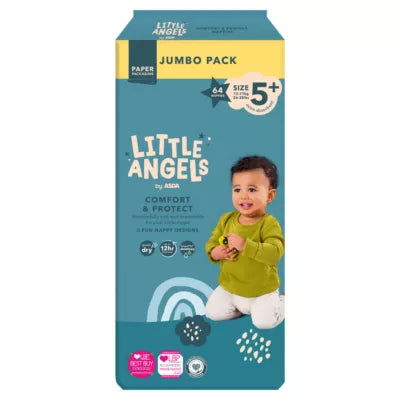 Little Angels Jumbo Pack Diapers Size 5+, 64 pieces - Beks Ghana