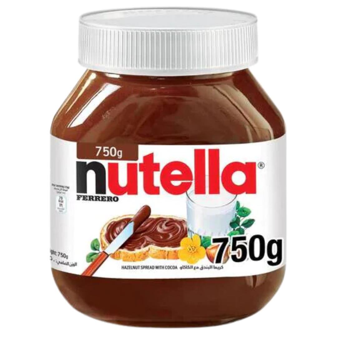 Jar of Nutella with Ferrero logo on a white background