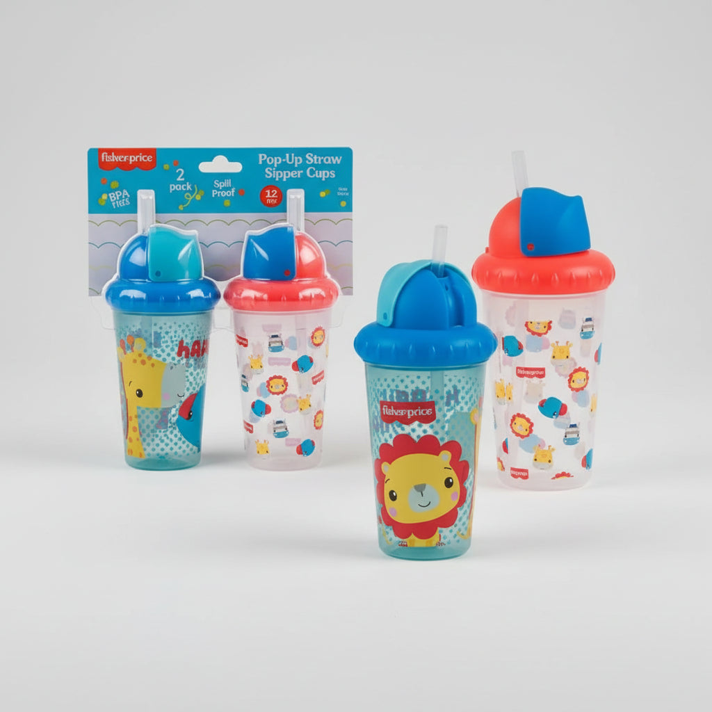 Fisher -Price 2 pack Pop-Up Straw Sipper Cups 295ml