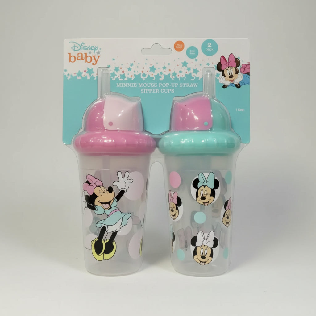 Disney Baby 2 pack Pop -Up Straw Sipper Cups