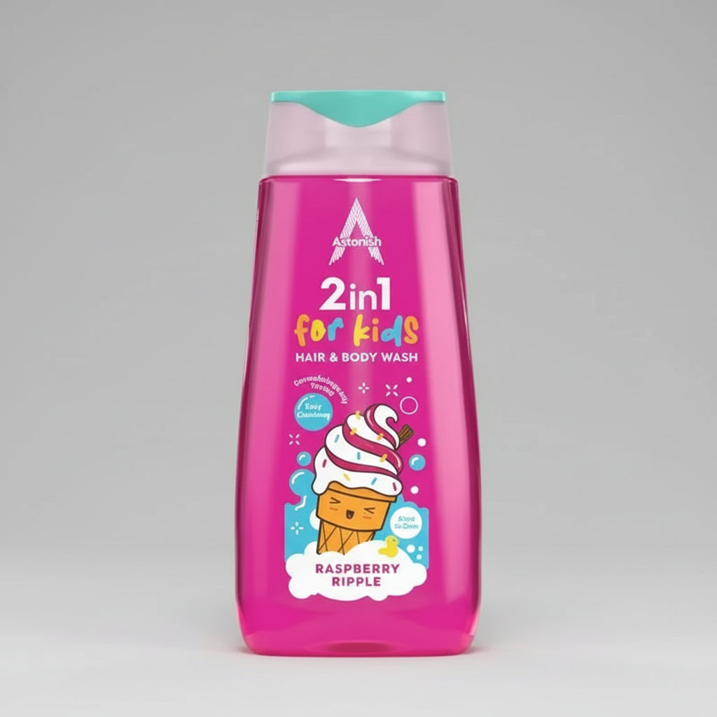 Astonish 2 in 1 for kids Hair & Body Wash Raspberry Ripple 400ml