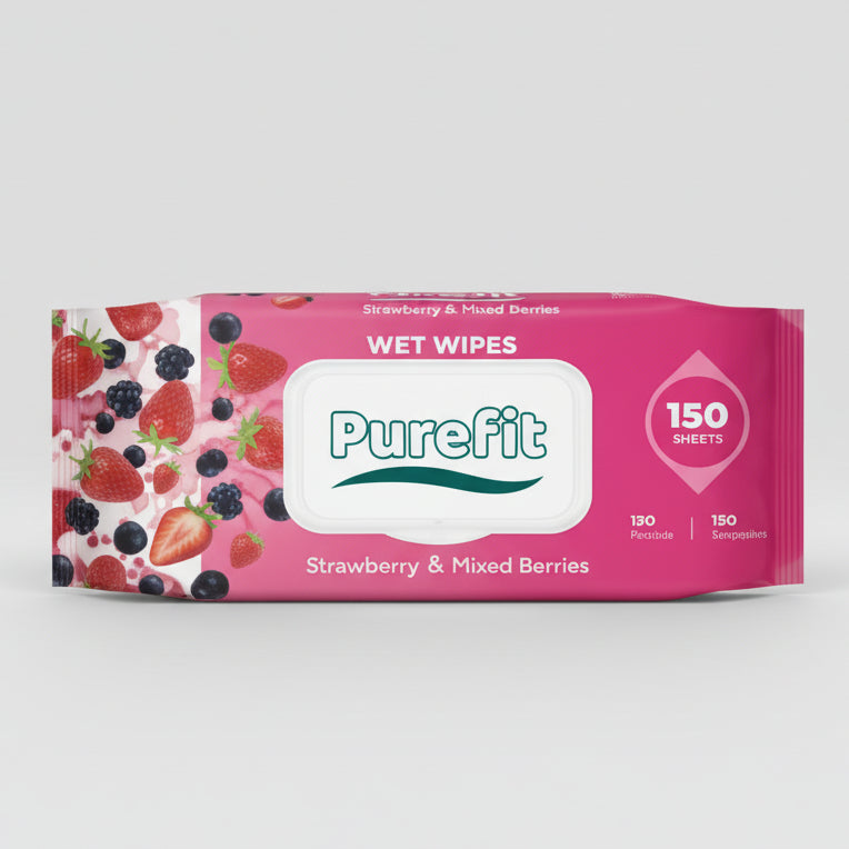 Pure Fit Strawberry & Blackberry Wet Wipes – diaper product photo at Beks Ghana