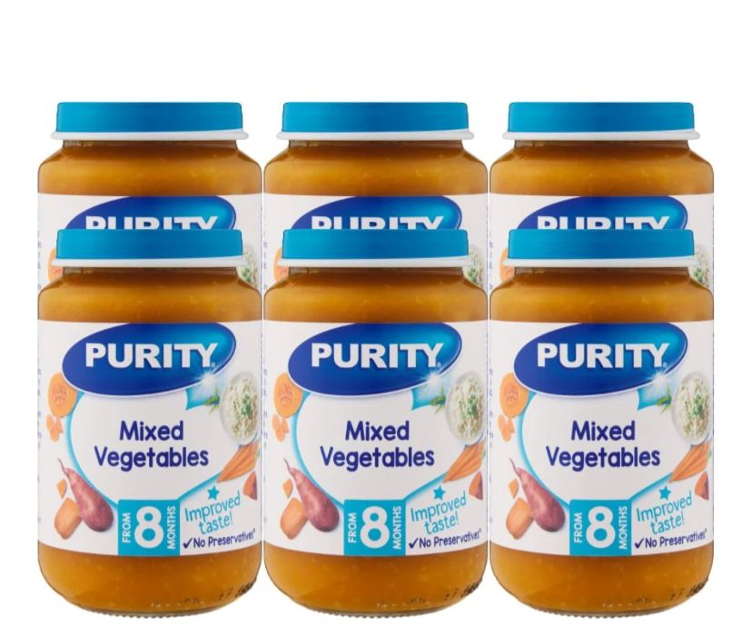 Purity Medium Mixed Vegetables (200mlx6) Pack packaging - available at Beks Ghana