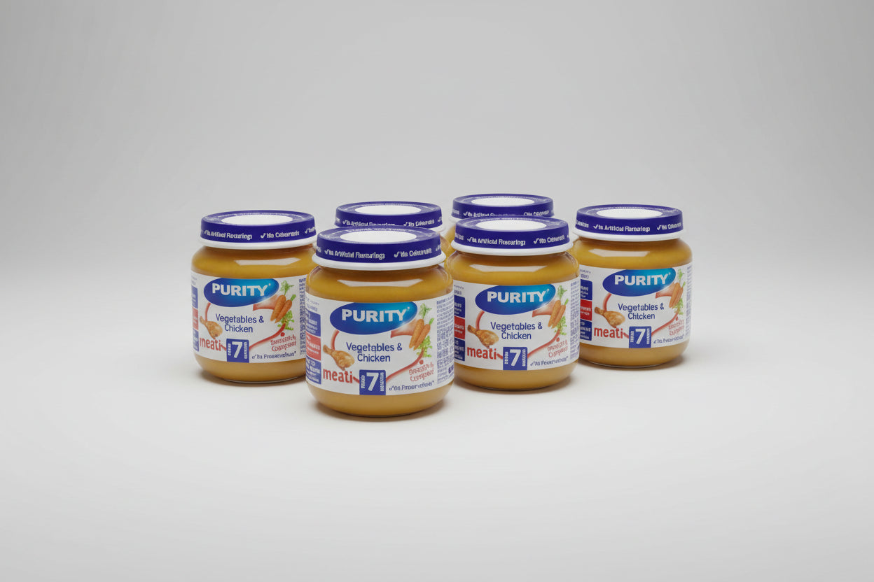 Purity Medium vegetables and chicken (200ml ×6) Pack packaging - available at Beks Ghana